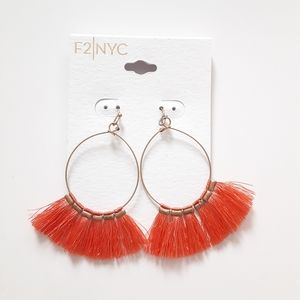 F2 NYC Gold And Dark Peach Tassel Earrings